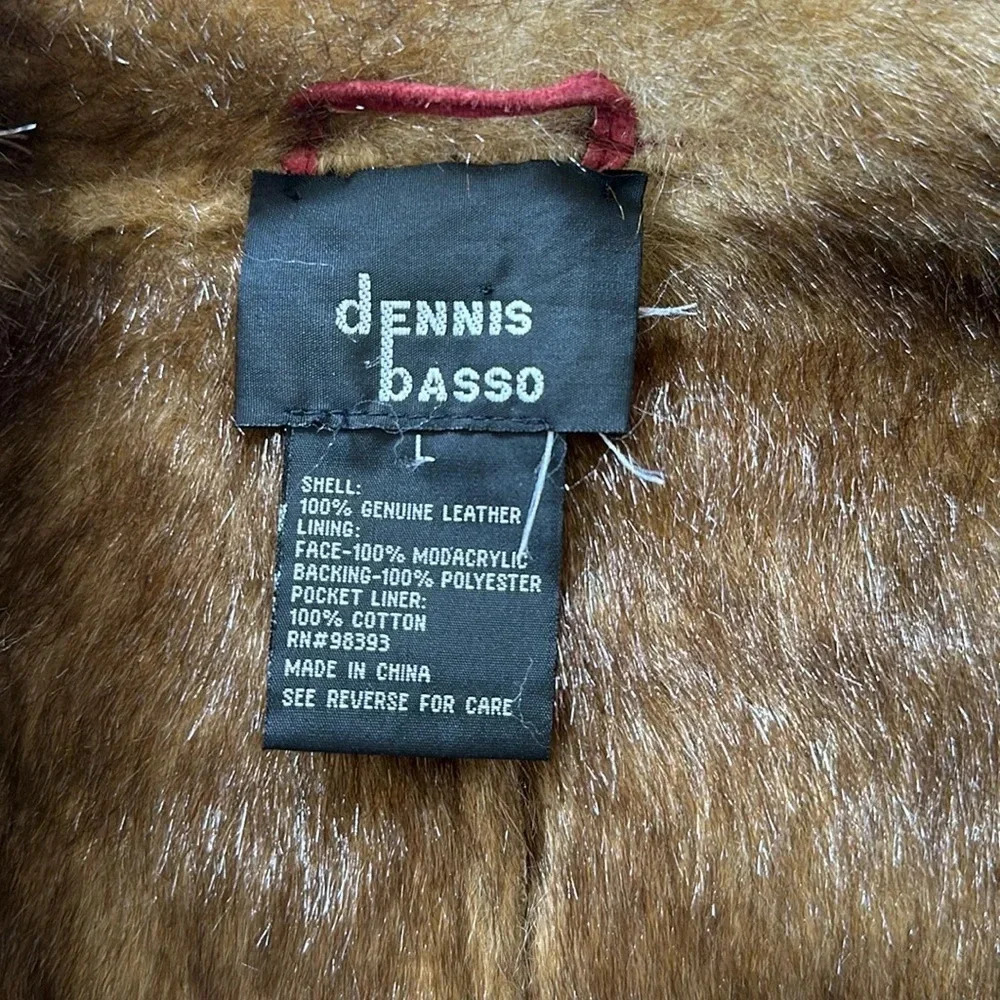 DENNIS BASSO Leather Faux Fur Coat - Picture 7 of 9
